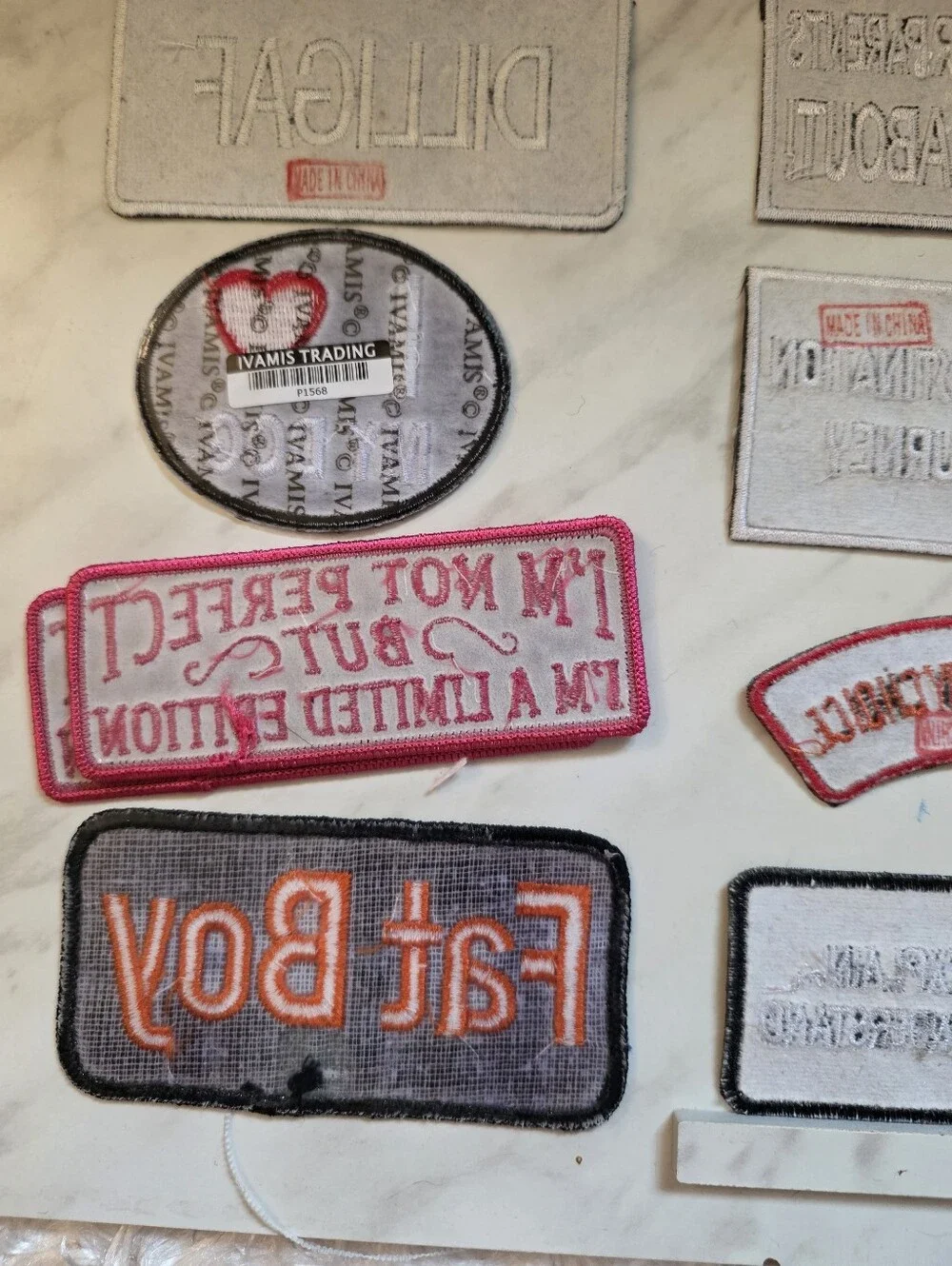 Novelty Embroidered Patch Set with Pink and Orange Accents
